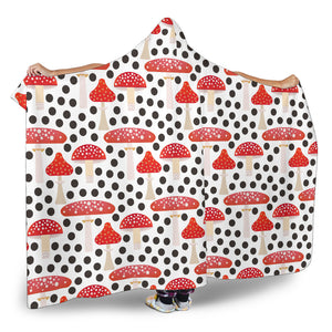 Red Mushroom Dot Pattern Hooded Blanket