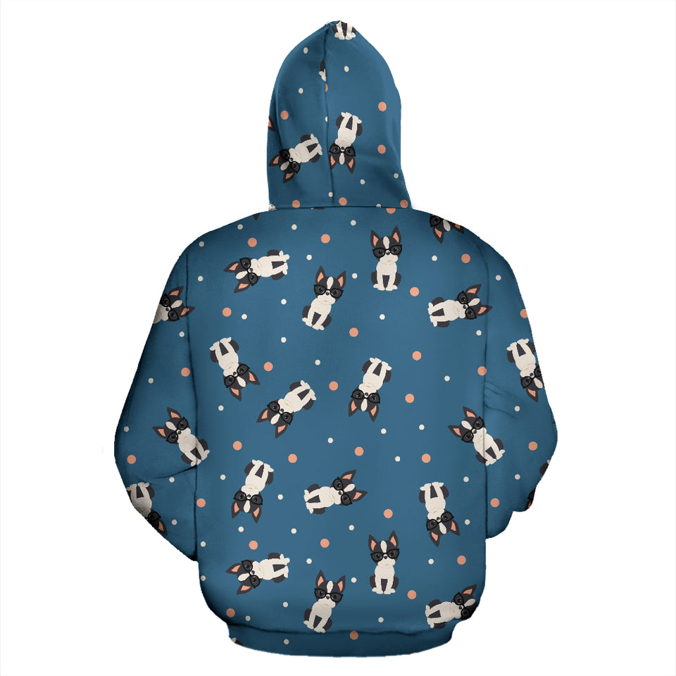 Cute Boston Terrier Dog Spattern Zip Up Hoodie