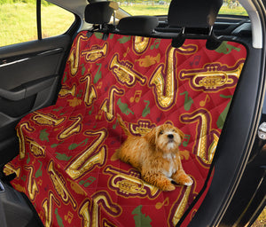 Saxophone Cornet Pattern Red Background Dog Car Seat Covers