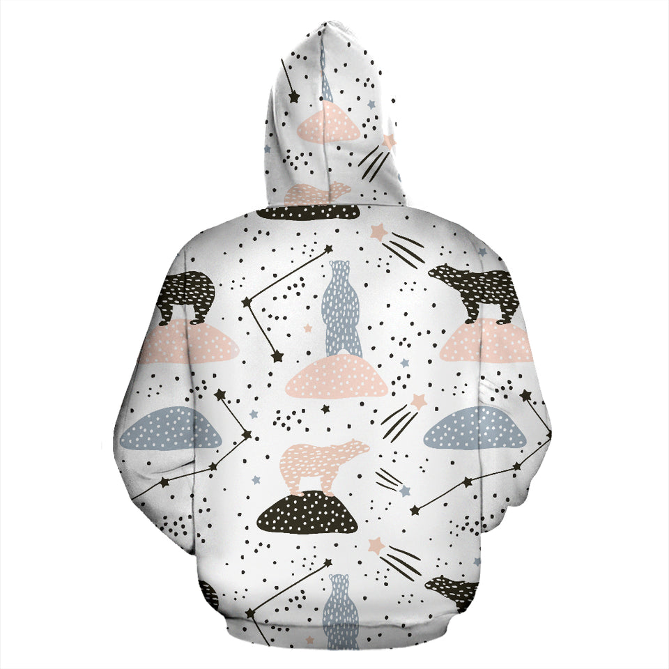 Polar Bears Star Poka Dot Pattern Zip Up Hoodie