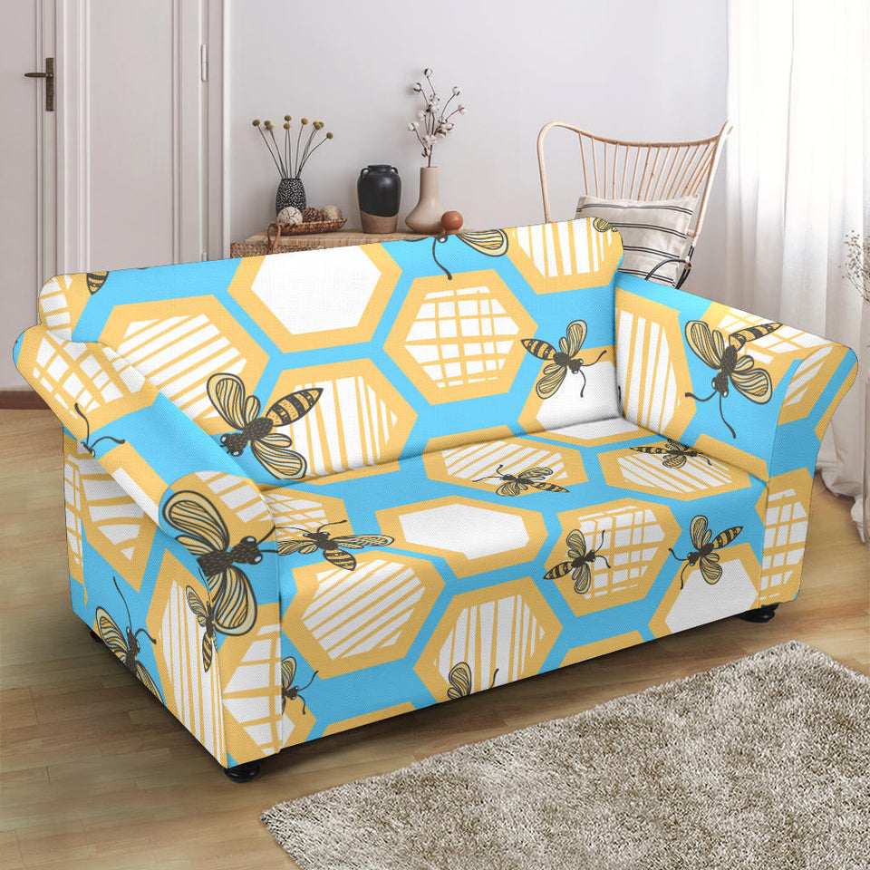 Bee Honeycomb Pattern Loveseat Couch Slipcover