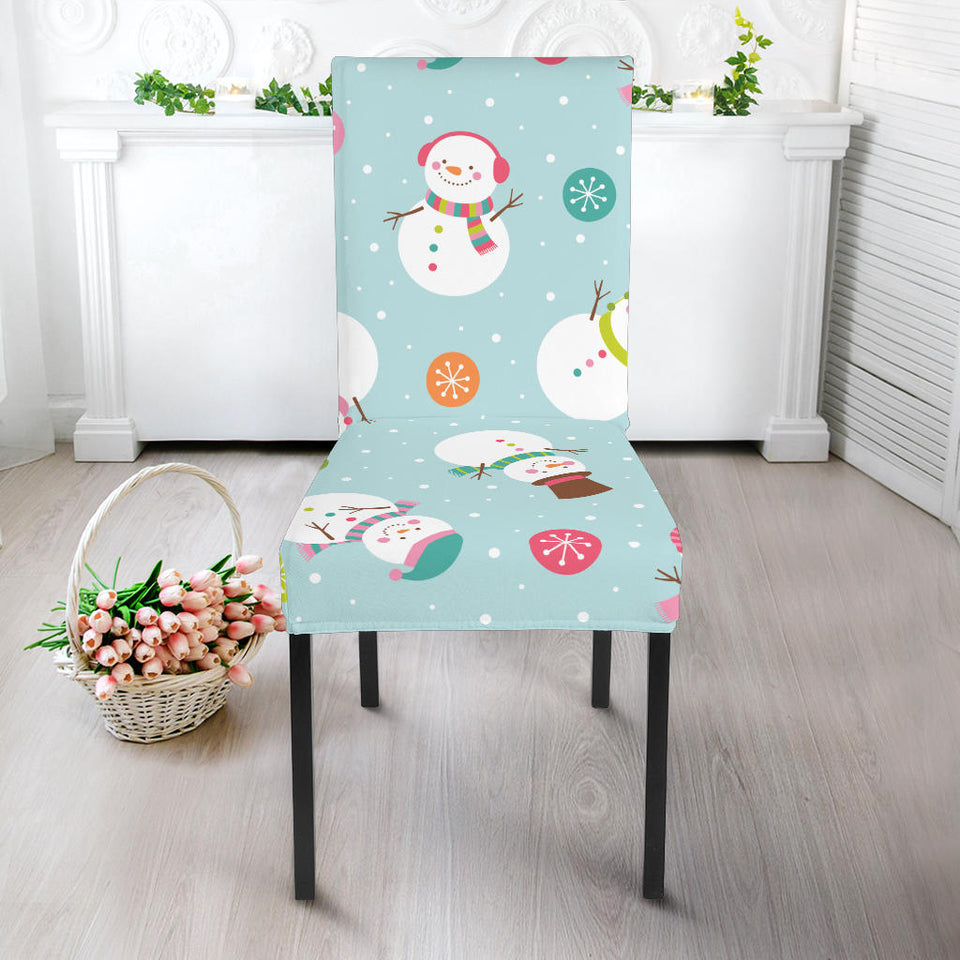 Cute Snowman Snowflake Pattern Dining Chair Slipcover