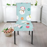 Cute Snowman Snowflake Pattern Dining Chair Slipcover