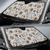 Cute Nautical Steering Wheel Anchor Pattern Car Sun Shade