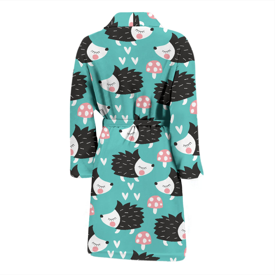 Hedgehog Pattern Print Design 03 Men's Bathrobe