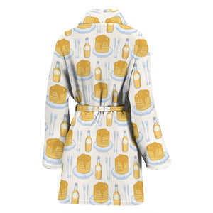 Pancake Pattern Print Design 05 Women's Bathrobe