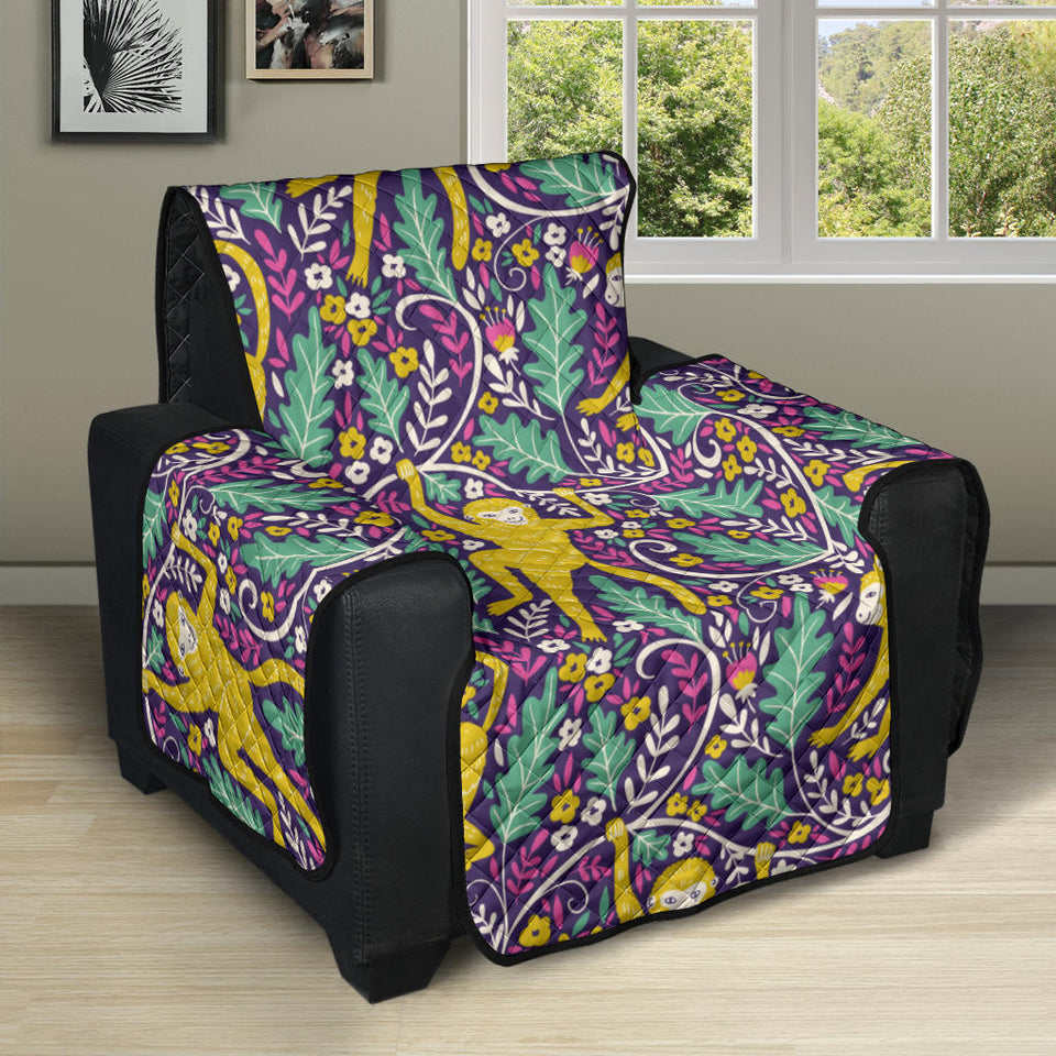 Cute yellow monkey leaves pattern Recliner Cover Protector