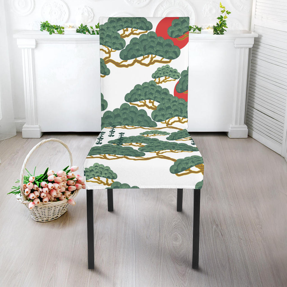 Bonsai Red Sun Japanese Pattern Dining Chair Slipcover