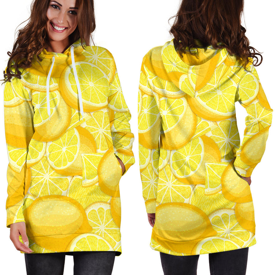 Lemon Pattern Women'S Hoodie Dress