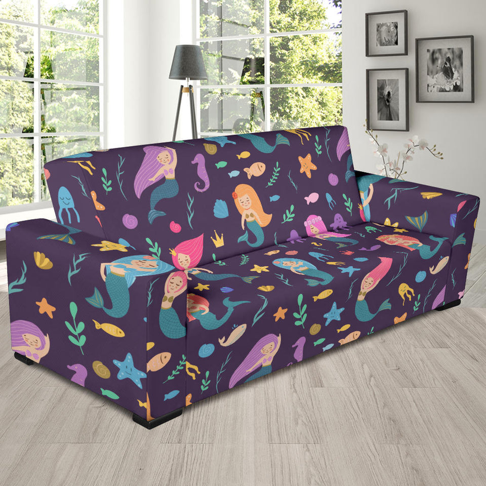 Beautiful Mermaid Fish Jellyfish Algae Other Marine World Sofa Slipcover