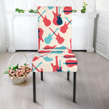 Red Blue Guitar Pattern Dining Chair Slipcover
