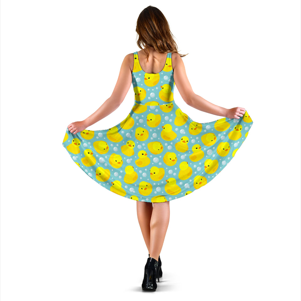 Duck Toy Pattern Print Design 03 Sleeveless Midi Dress