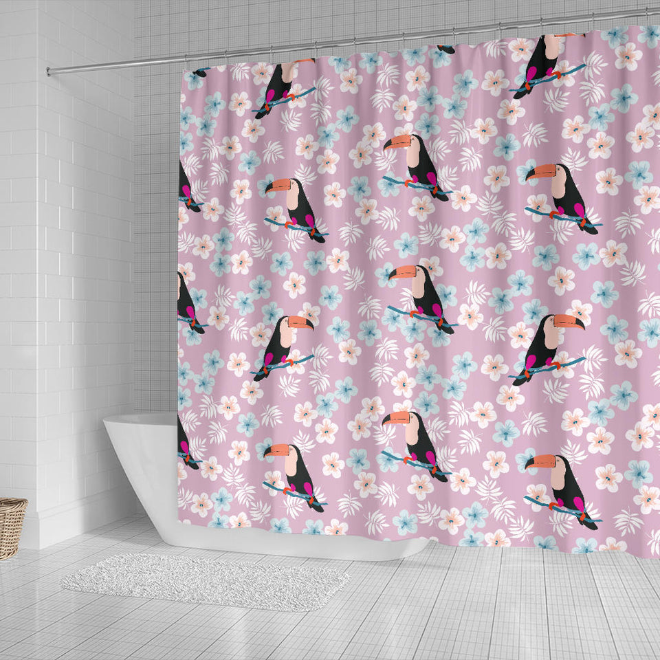 Beautiful Toucan Flower Leaves Shower Curtain Fulfilled In US