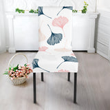 Black Gray Cream Coral Ginkgo Leaves Pattern Dining Chair Slipcover