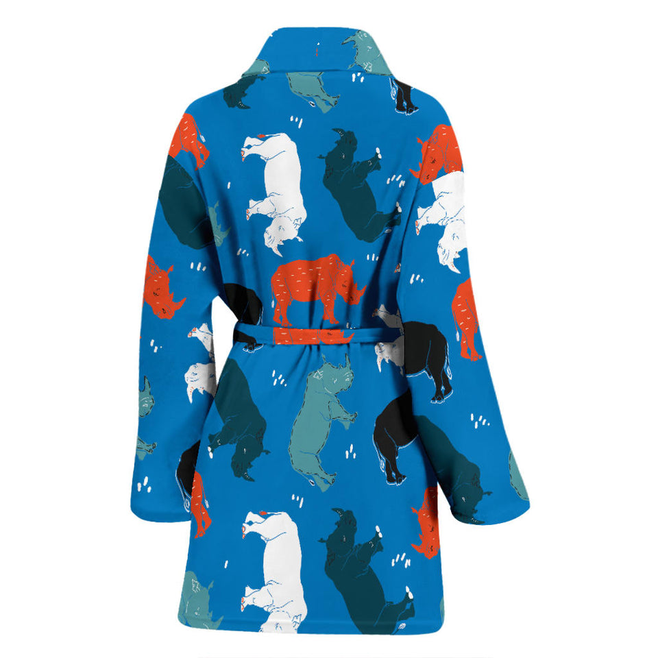 Colorful Rhino Pattern Women'S Bathrobe