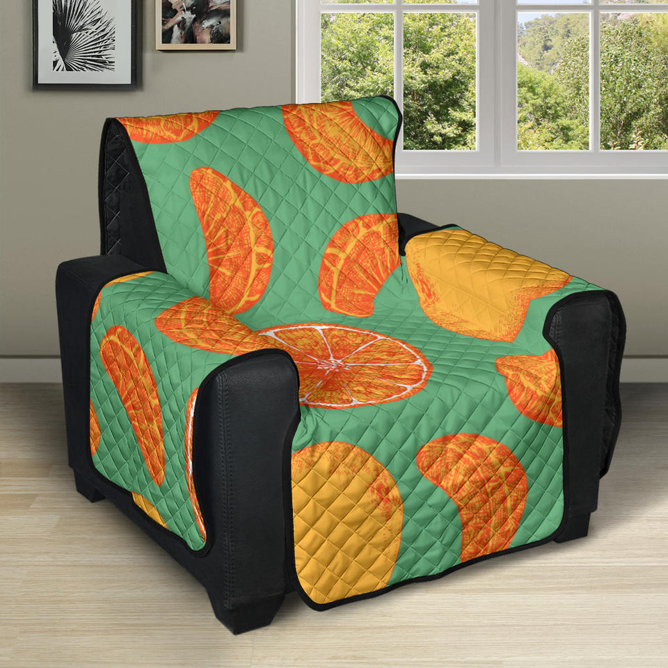orange fruit pattern green background Recliner Cover Protector