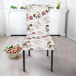 English Bulldog Pattern Print Design 01 Dining Chair Slipcover