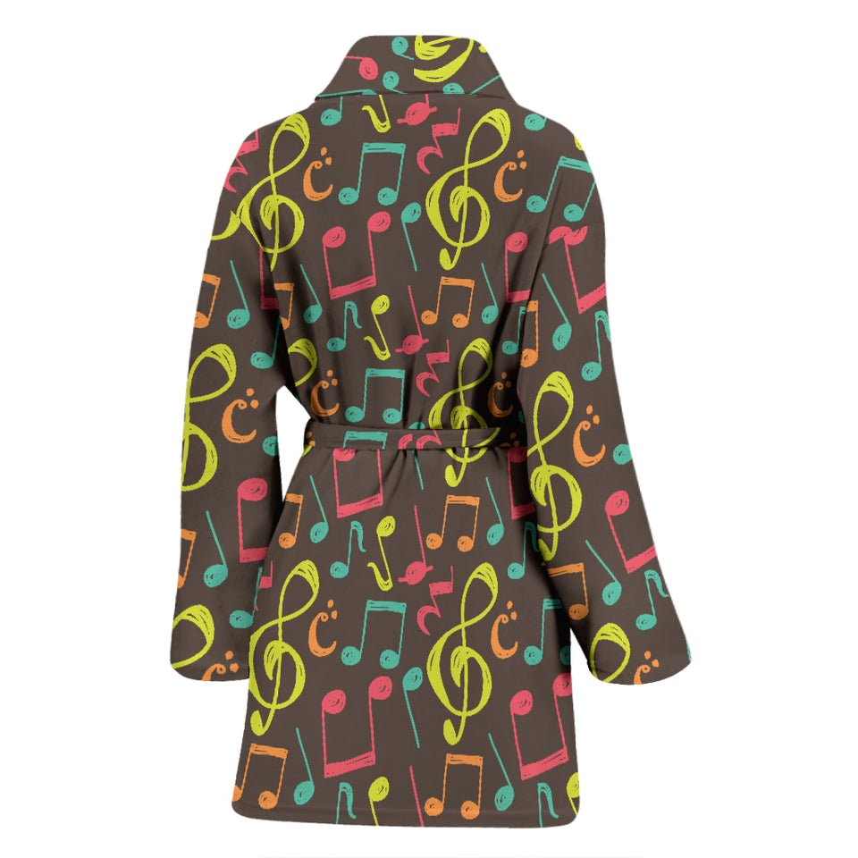 Music Notes Pattern Print Design 05 Women's Bathrobe