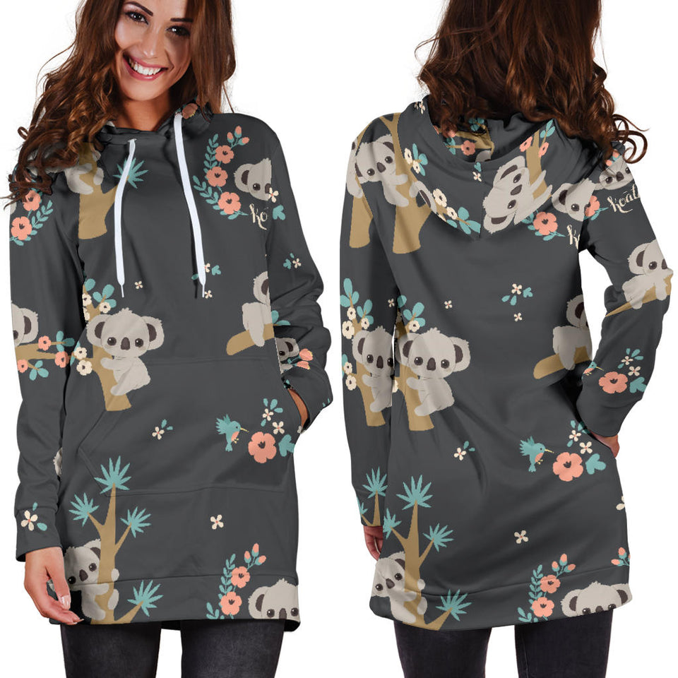Cute Koala Pattern Women'S Hoodie Dress