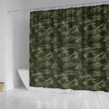 Digital Green Camo Camouflage Pattern Shower Curtain Fulfilled In US