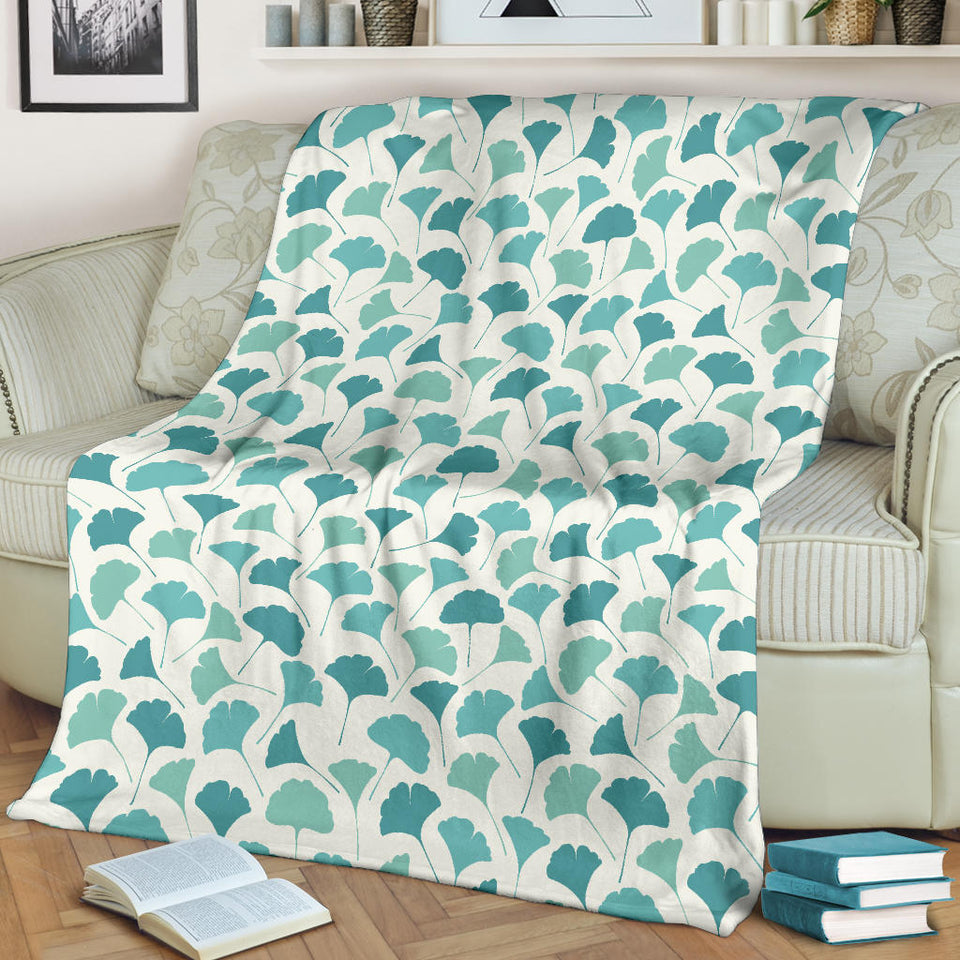 Green Ginkgo Leaves Pattern Premium Blanket