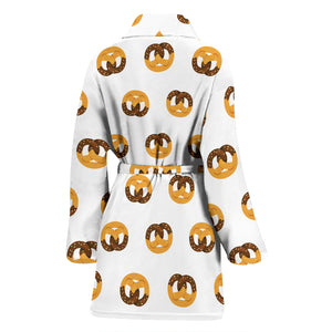 Pretzels Pattern Print Design 02 Women's Bathrobe