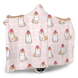 Cute Shiba Inu Dog Apple Pattern Hooded Blanket