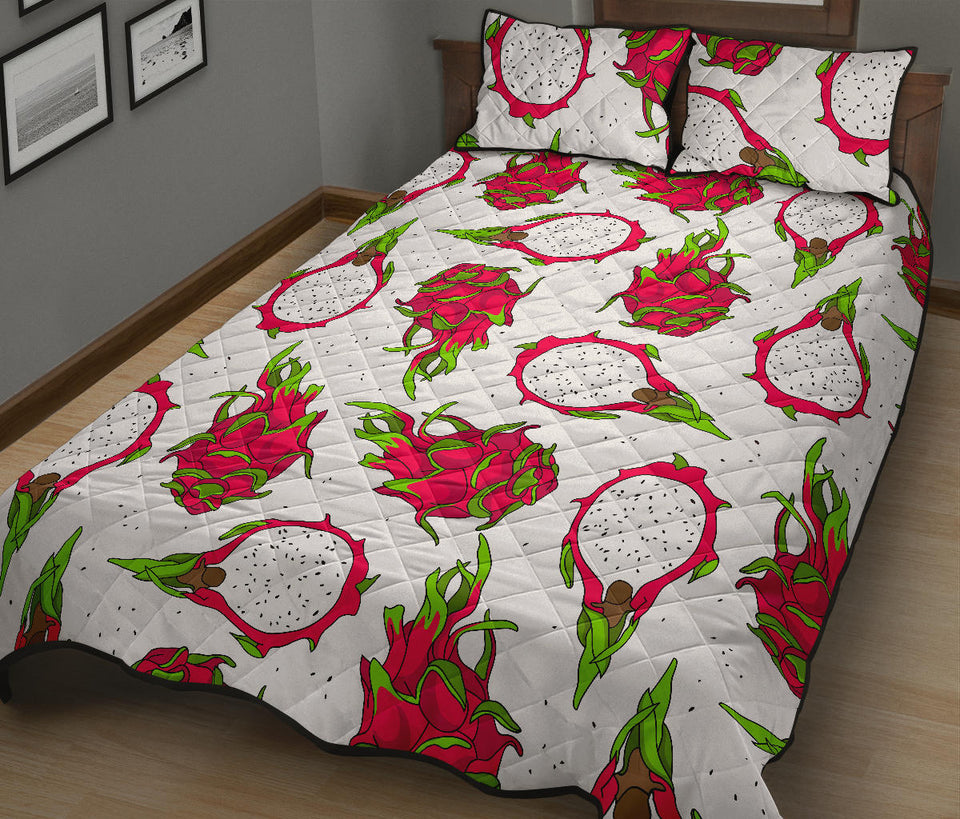 dragon fruits white background Quilt Bed Set