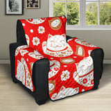 Cute Maneki Neko Lucky Cat red background Recliner Cover Protector