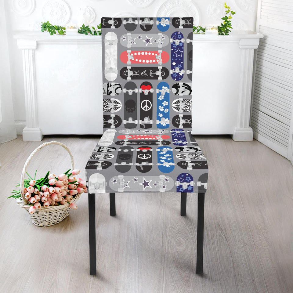 Skate Board Pattern Print Design 04 Dining Chair Slipcover