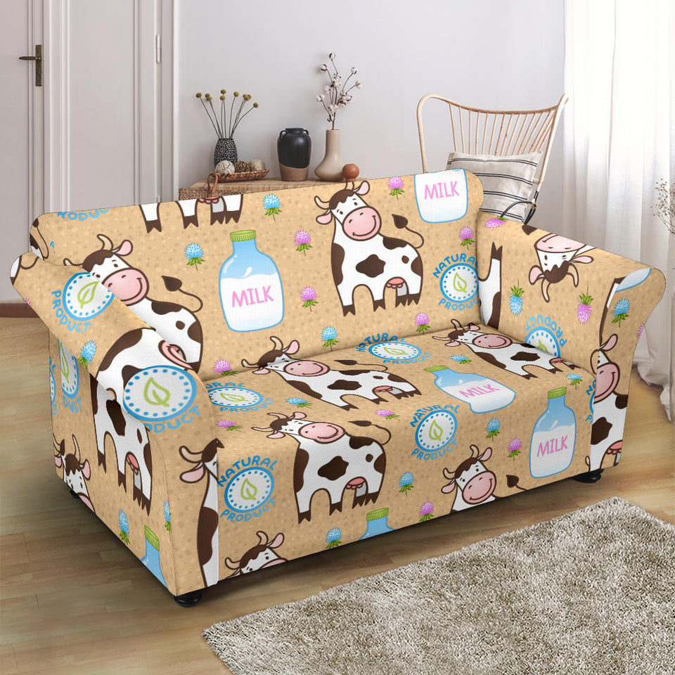 Cow Bottle Of Milk Pattern Loveseat Couch Slipcover