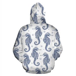 Seahorse Pattern Background Zip Up Hoodie