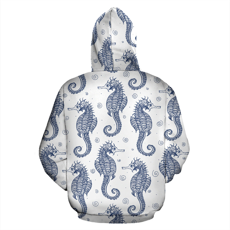 Seahorse Pattern Background Zip Up Hoodie