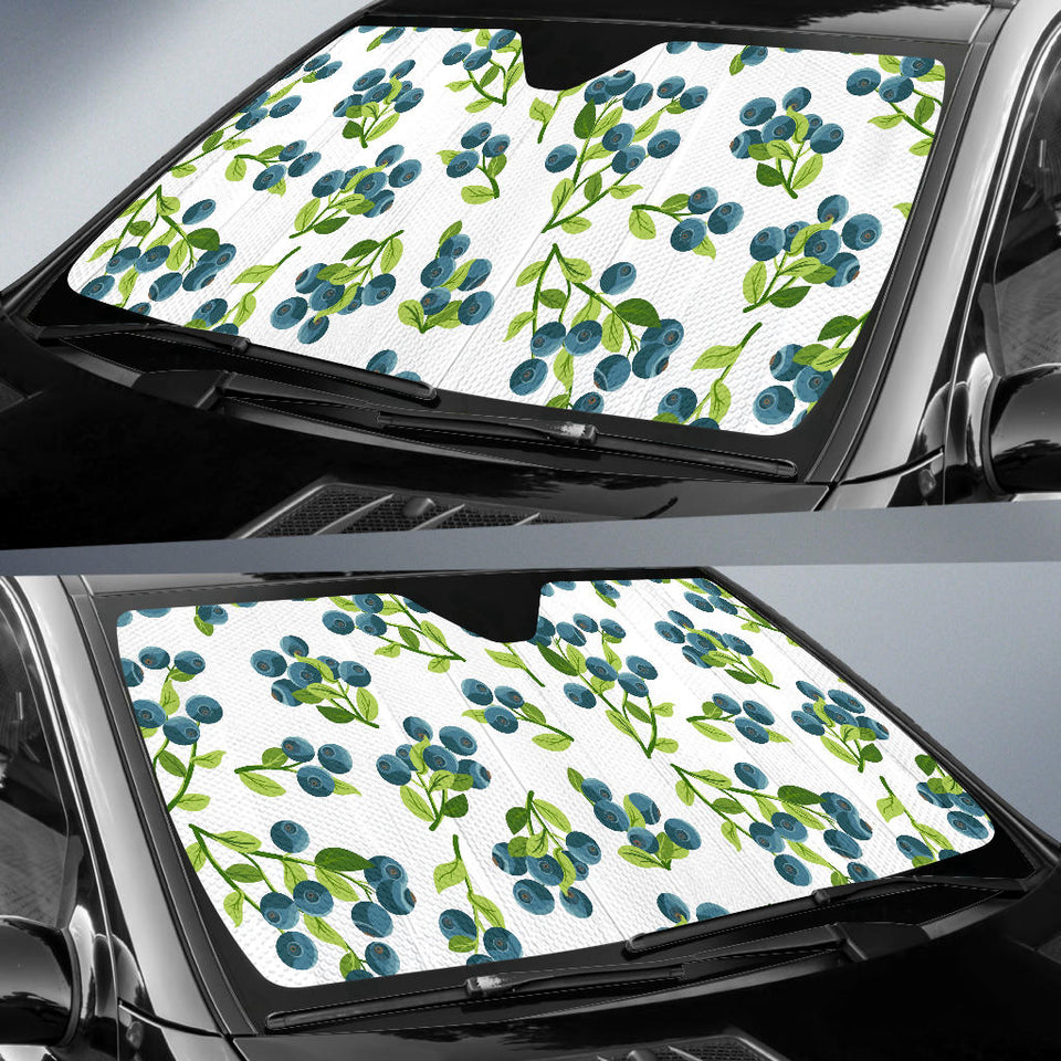 Blueberry White Background Car Sun Shade