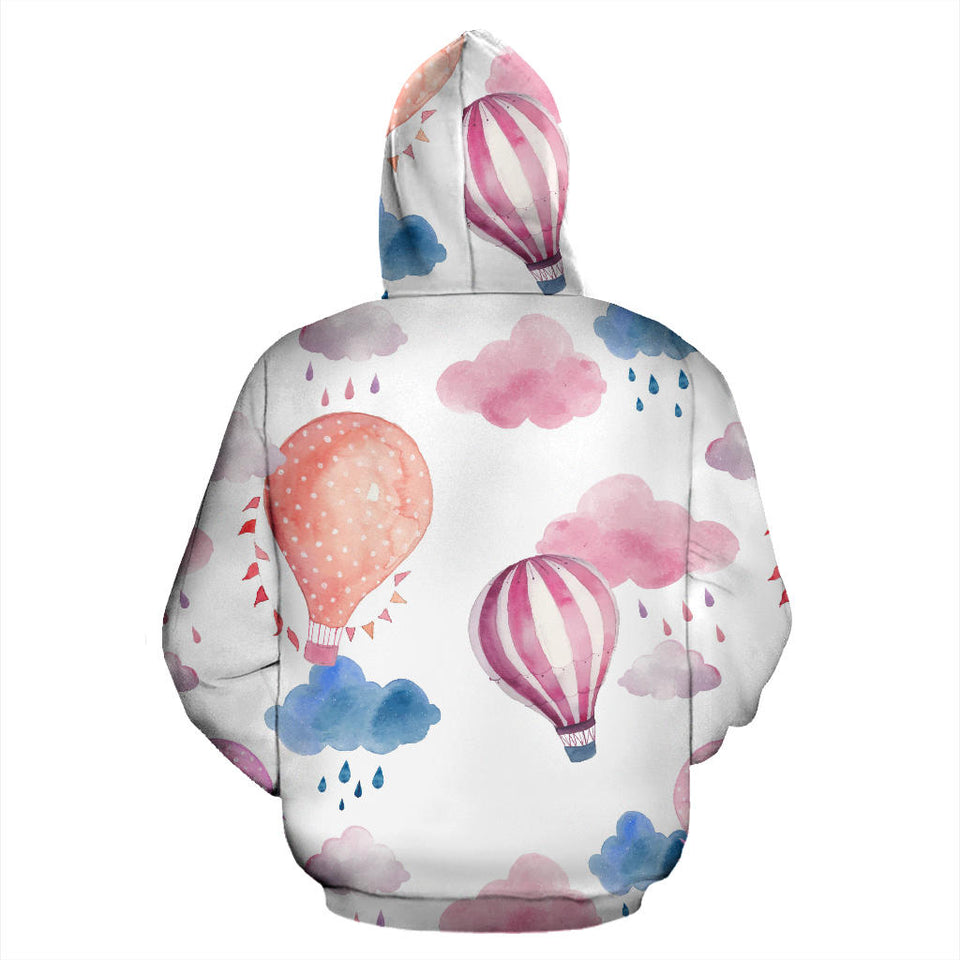 Watercolor Air Balloon Cloud Pattern Men Women Pullover Hoodie