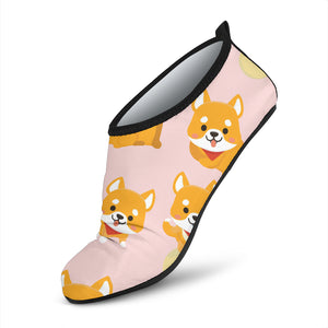 Cute Shiba Inu Dog Pattern  Aqua Shoes