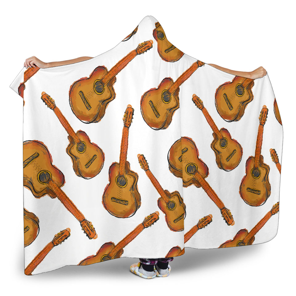 Paint Guitar Pattern Hooded Blanket