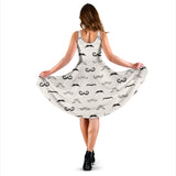 Mustache Beard Pattern Print Design 05 Sleeveless Midi Dress