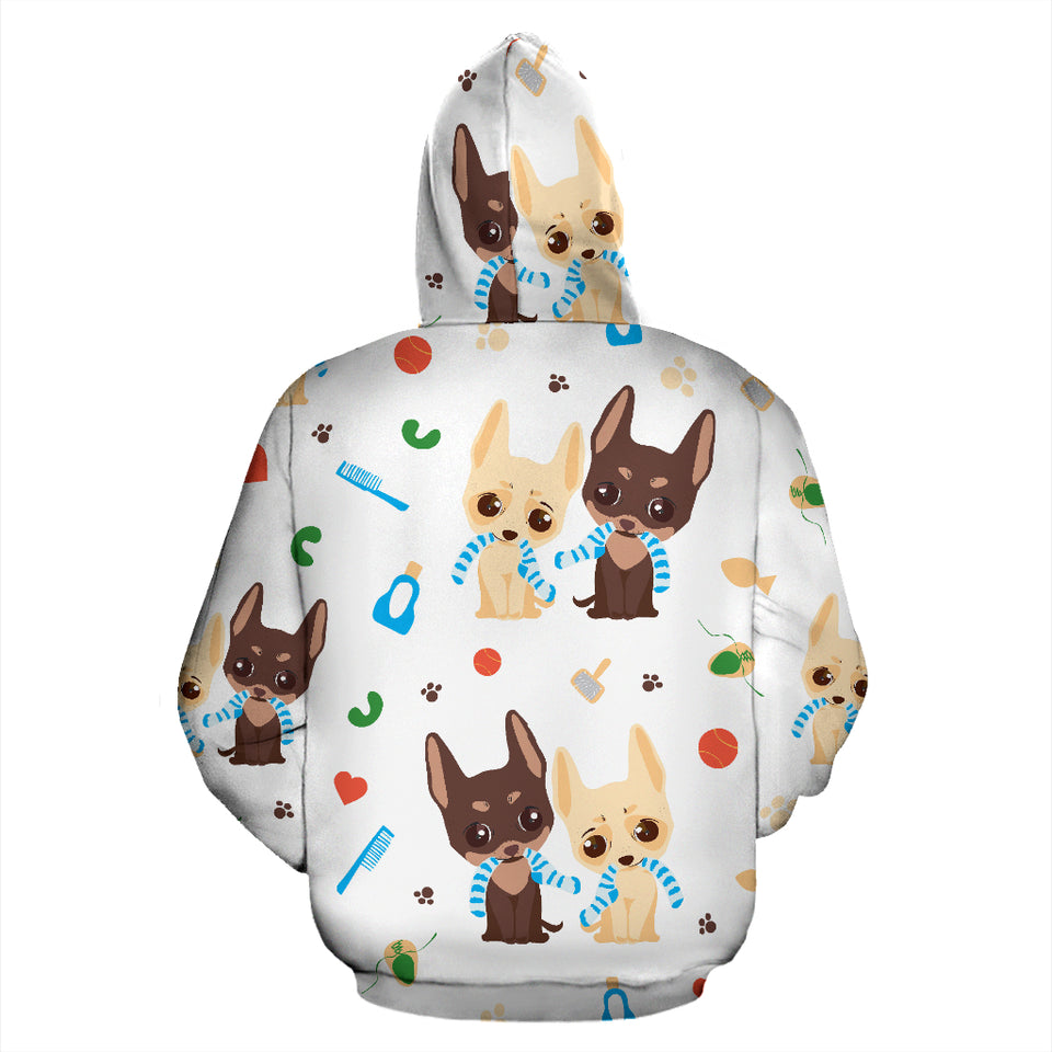 Cute Chihuahua Dog Pattern Zip Up Hoodie