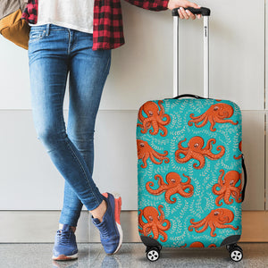 Octopus Turquoise Background Luggage Covers