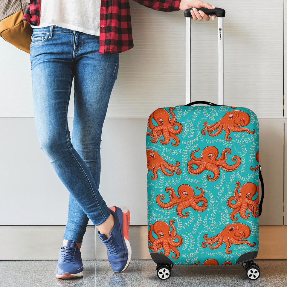 Octopus Turquoise Background Luggage Covers