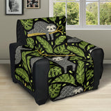 Cute sloths tropical palm leaves black background Recliner Cover Protector