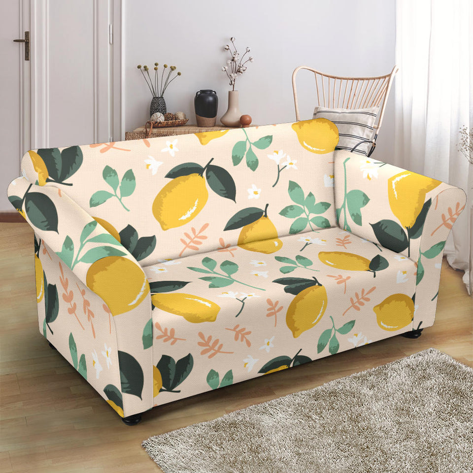 Lemon Flower Leave Pattern Loveseat Couch Slipcover