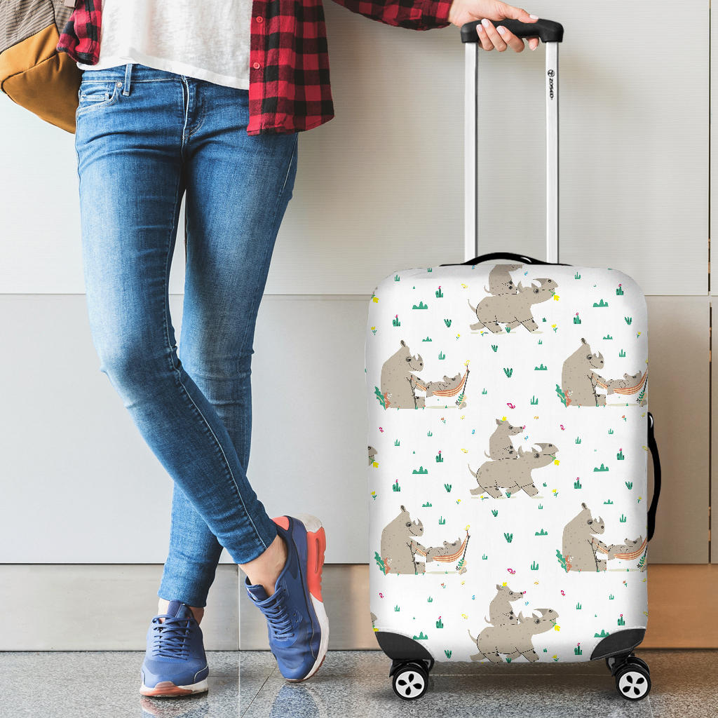 Cute Rhino Pattern Background Cabin Suitcases Luggages