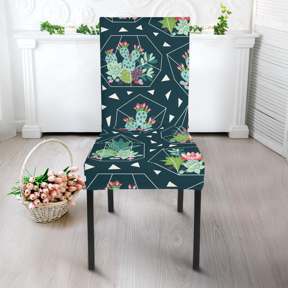 Cactus Glass Terrarium Pattern Dining Chair Slipcover