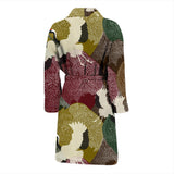 Japanese Cranes Flying Forest Dot Pattern Men'S Bathrobe