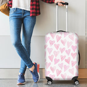 Watercolor Pink Heart Pattern Luggage Covers