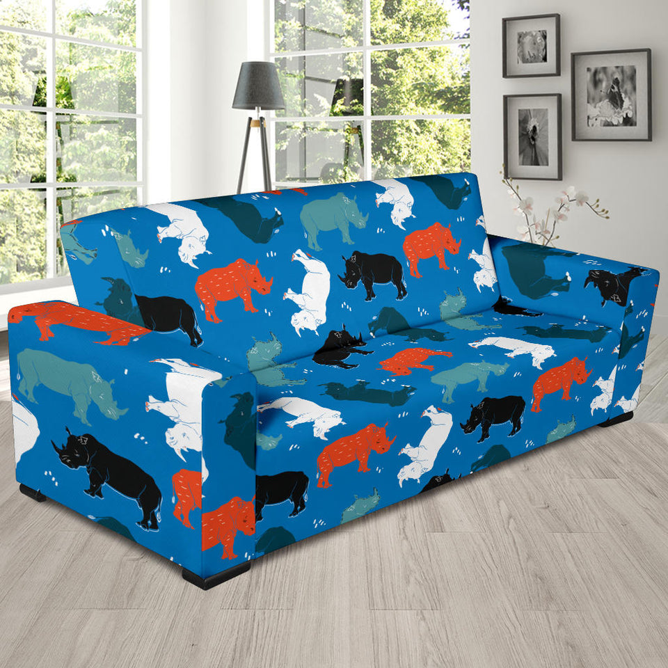 Colorful Rhino Pattern Sofa Slipcover