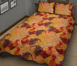 red rooster chicken cock pattern Quilt Bed Set