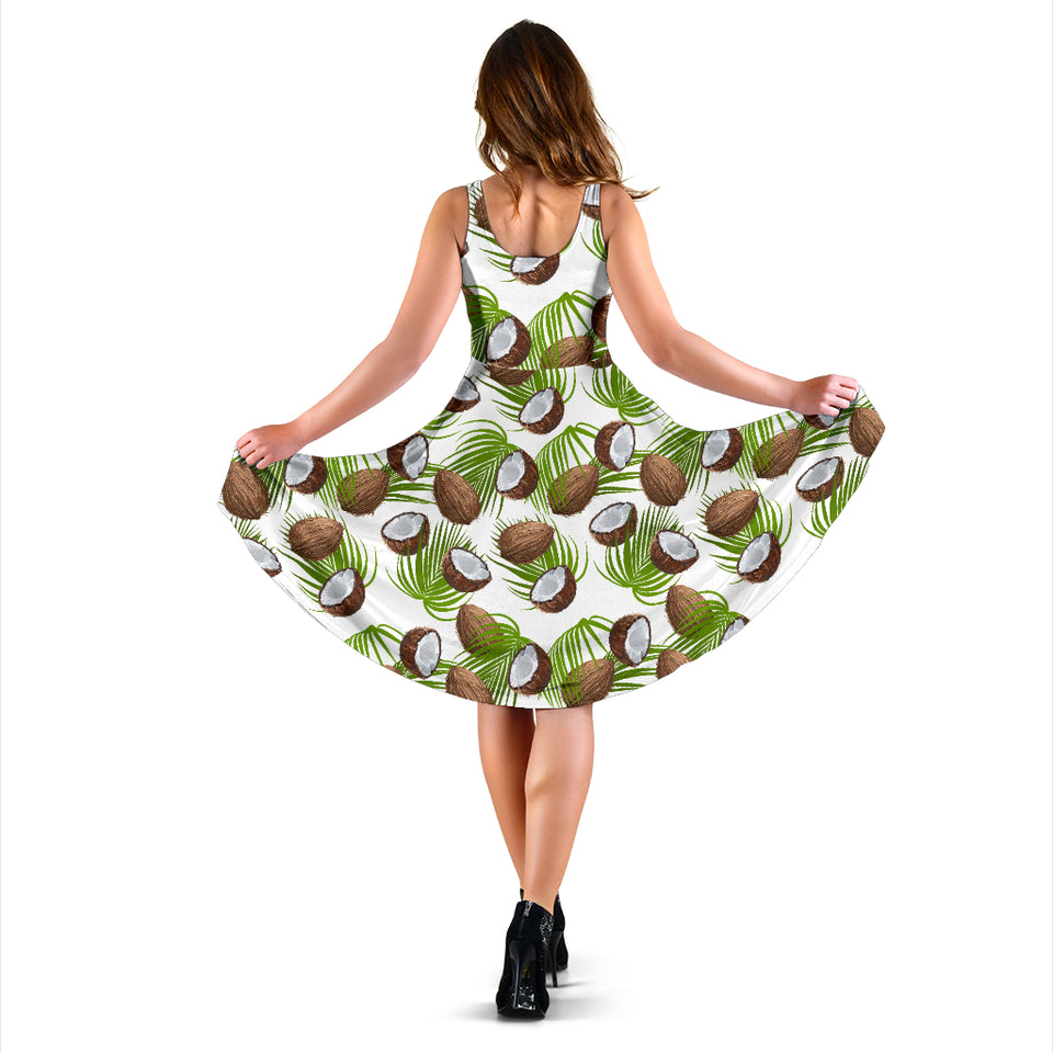 Coconut Pattern Print Design 04 Sleeveless Midi Dress